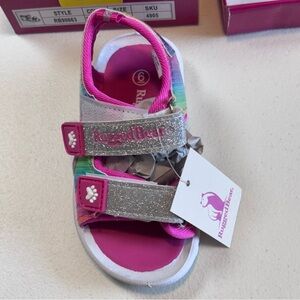 Rugged Bear Girls Pink Glitter Cut-Out Pawn Adjustable Straps Sport Sandals S 6